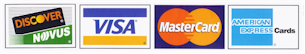 American Express, Discover, Mastercard, Visa